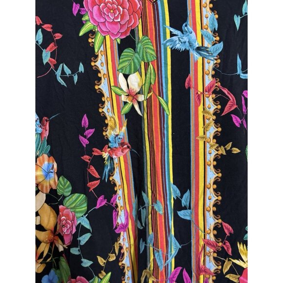 Johnny Was Multicolor Floral Andra V Neck Swing Tee Tunic Jersey T Shirt Sz M - Picture 6 of 6